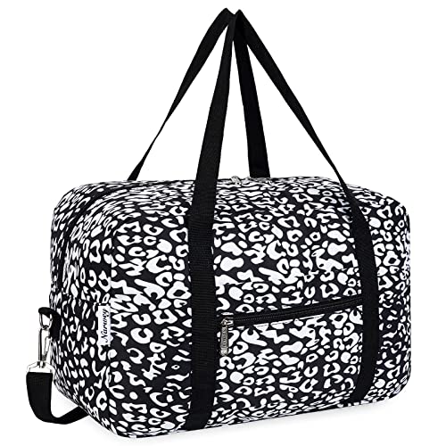für Ryanair Handgepäck 40x20x25 & Tasche für Flugzeug - Faltbare Reisetasche Damen & Weekender - Koffer 20L (Schwarzer Leopard (mit Schultergurt)) von Narwey