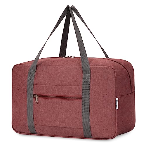 für Ryanair Handgepäck 40x20x25 & Handgepäck Tasche für Flugzeug - Faltbare Reisetasche Damen & Weekender Damen - Handgepäck Koffer 20L (Tiefes Rot) von Narwey