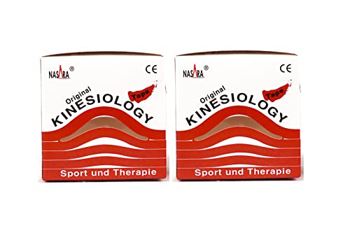 2 x Rot Nasara® Original Kinesiology Kinesiologie Tape 5cmx5m von Nasara