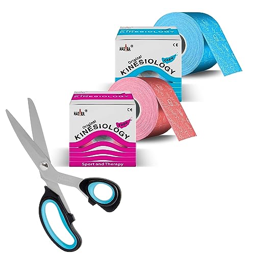 2X Nasara Kinesiologie Tape (1x blau, 1x pink) Set mit Tape Schere von Bexfield von Nasara