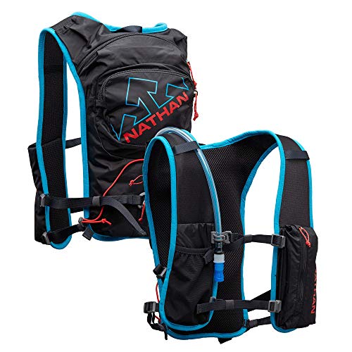 Nathan QuickStart 6L Hydration Vest Pack with 1.5L Bladder Included. One Size Fits Most. Backpack for Men and Women. (Black/Blue) von Nathan