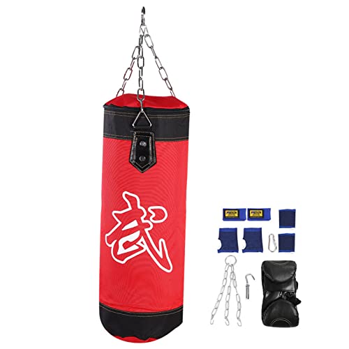 Natudeco 8-teiliges befüllbares Sandsack-Set, verstellbares Gewicht, Sandsack, leer, MMA-Boxsandsack mit Trainings-Boxhaken, Kampf-Karate-Schlaghandschuhe (60 cm) von Natudeco