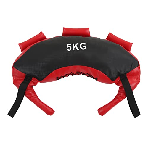 Natudeco Bulgarischer Sandsack, tragbarer Fitness-Power-Bag, 22 Pfund oder 11 Pfund, Workout-Trainingssandsack für Fitness-MMA-Training im Fitnessstudio (5 kg Schwarz und Rot) von Natudeco
