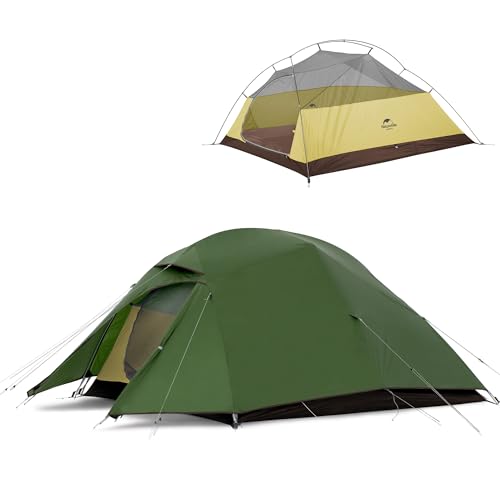Naturehike Cloud-Up 3 Ultraleichtes Zelt 3-Personen-Rucksackzelt zum Wandern Camping im Freien (20D Waldgrün) von Naturehike