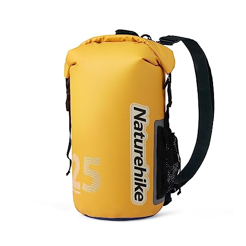 Naturehike Dry Bag 25L, wasserdichte Tasche mit wasserdichter Handytasche und langem verstellbarem Schultergurt für Camping, Wandern, Bootfahren, Radfahren, Rafting, Kajakfahren, Snowboarden (gelb) von Naturehike