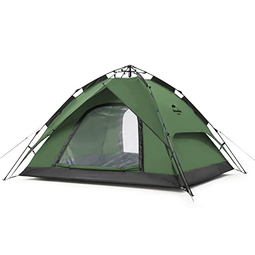 Naturehike Pop Up Zelt Wurfzelte Automatik Campingzelt 3-4 Personen Doppeldeck Kuppelzelt Großes Familienzelt mit Tragetasche (Waldgrün - 3P) von Naturehike