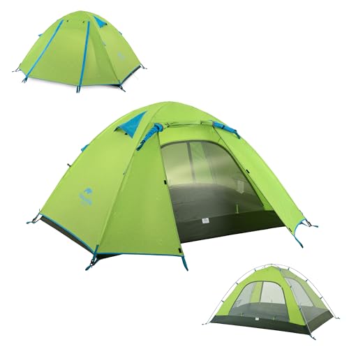 Naturehike Professional Series 2-Personen Zelt Camping wasserdicht Ultraleicht 3-4 Jahreszeiten PU3000mm 2.1kg kompaktes Paket für Wandern Radfahren Outdoor-Aktivitäten (Grün - 3 Personen) von Naturehike