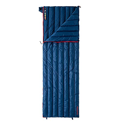 Naturehike Schlafsäcke Ultraleicht 800FP Gänsedaunen Rechteckige Schlafsäcke Outdoor für Camping, Wandern, Reisen (Dunkelblau-Winter) von Naturehike