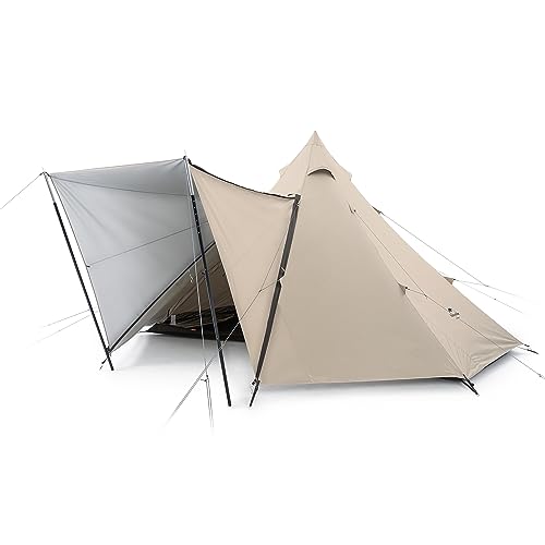 Naturehike Tipi Zelt für 5-8 Personen Firstzelte Pyramidenzelt Indianerzelt für Camping 3000 mm Wassersäule Zeltlager Rundzelt Familienzelt von Naturehike