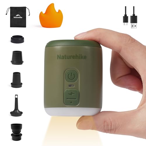 Naturehike Wind-Mini 1600 mAh USB-C wiederaufladbare Luftpumpe Mini-Luftpumpe mit Licht Tragbare elektrische Luftpumpe akku Grün von Naturehike