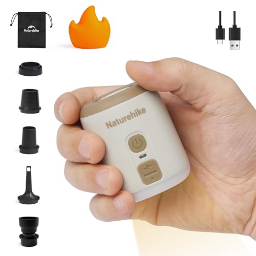 Naturehike Wind-Mini 1600 mAh USB-C wiederaufladbare Luftpumpe Mini-Luftpumpe mit Licht Tragbare elektrische Luftpumpe akku Weiß von Naturehike