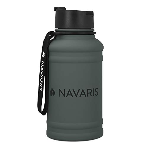 Navaris 1,3 Liter Fitness Trinkflasche - Flasche Gym Bottle - Sport Wasserflasche Water Jug - stabile Sportflasche aus Edelstahl - BPA frei von Navaris