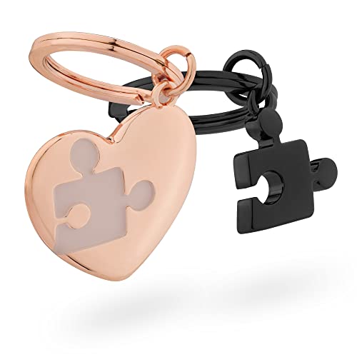 Navaris Schlüsselanhänger Liebespuzzle - Anhänger mit hochwertiger Zinklegierung - Keychain für Schlüsselbund Handtasche - roségold anthrazit von Navaris