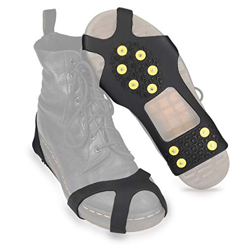 Navaris Spikes für Schuhe - Silikon Schuhspikes mit 10 Metall Stollen - Schnee EIS Wandern Sport - Schuhkrallen für Damen Herren Kinder von Navaris