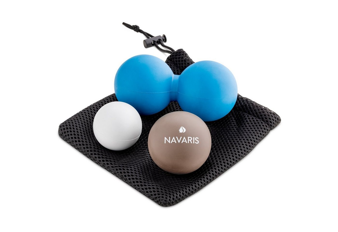 Navaris Stoffball Set - 2x Lacrosse Ball 1x Duoball - Peanut Duo Ball Faszienball von Navaris