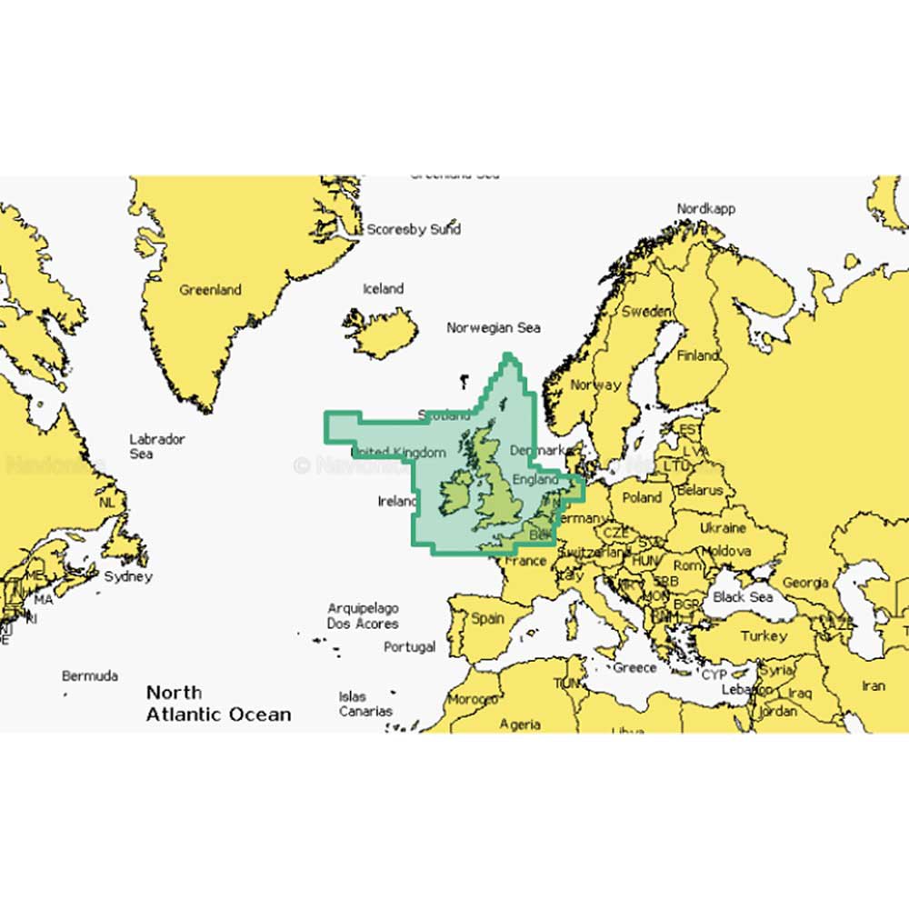 Navionics Naeu628l - United Kingdom Ireland And Netherlands Eu628l - Regular Map Gelb von Navionics