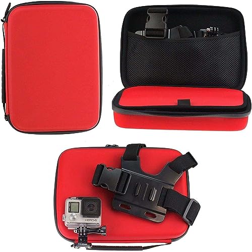 Navitech Red Action Kamera Hard Case - Kompatibel mit Mugasr 1080P HD Action Kamera, Schwarz, Einheitsgröße von Navitech