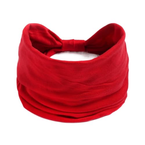 Einfarbig Breiter Rand Baumwolle Yoga Absorbiert Schweiß Frauen Mädchen Stirnband Kopfbedeckung Turban Verband Haar Zubehör Kopfbedeckung (Color : Red) von NbiKe