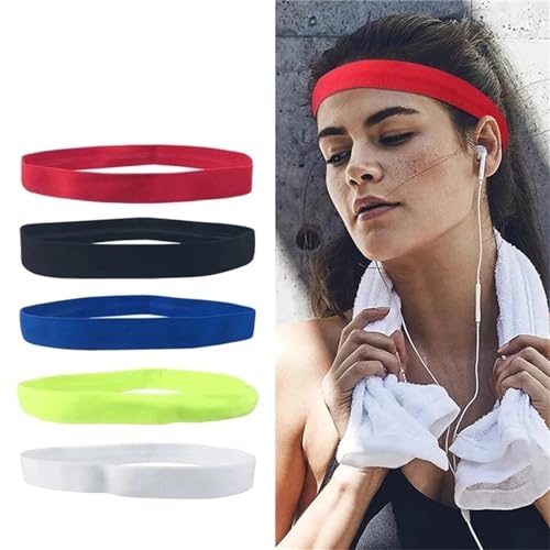 Männer Frauen Stirnband Sport Schweiß Haarbänder Stirn Schutz Laufen Fitness Yoga Tennis Elastisches Schweißband (Color : Red) von NbiKe