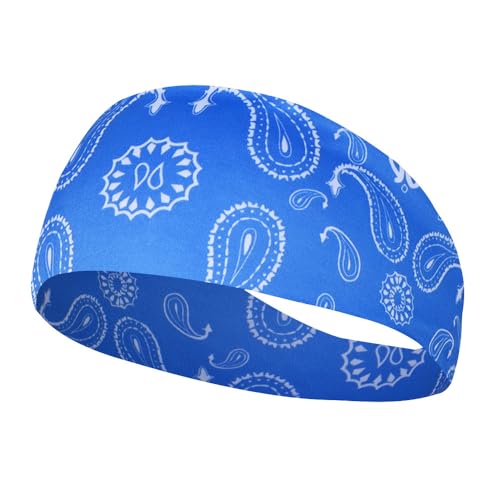 Sport Haarbänder Elastische Yoga Haarbänder Absorbieren Schweiß Stirnband Frauen Männer Laufen Fitness Outdoor Gym Kopf Wrap Bandana (Color : Blue) von NbiKe