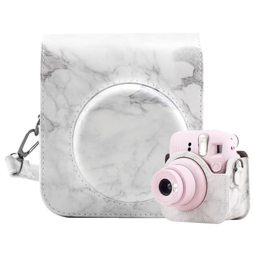 Nchdewui Tragbare Tasche für Instax Mini 12 Sofortbildkamera, PU Leder Schutzhülle Tasche, Tasche für Fotos auf der Rückseite und Schulterriemen von Nchdewui