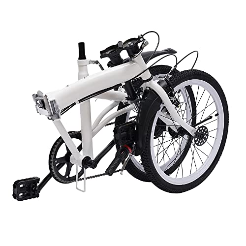 NeNchengLi 20" Faltrad Weiß 7-Gang, faltbares Urban Fahrrad Cruiser mit doppelter V-Bremse und höhenverstellbarem Sitz 70-100 mm Karbonstahl für Erwachsene Studenten von NeNchengLi
