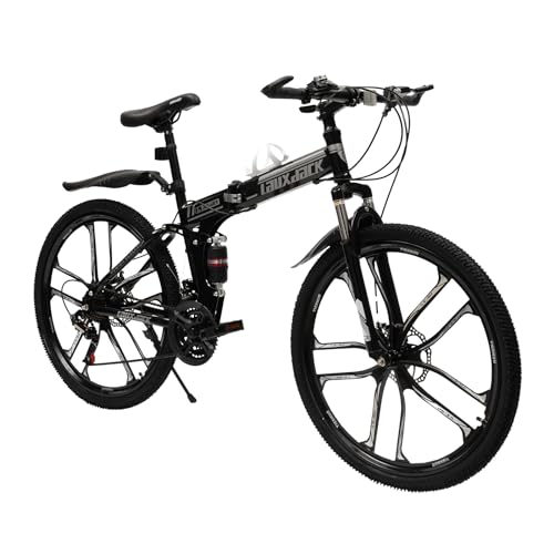 NeNchengLi Mountainbike 26 Zoll Faltrad mit doppeltem Stoßdämpfungsrahmen - Scheibenbremsen-Fahrräder, vollgefederte Fahrräder, perfekt für Männer und Frauen von NeNchengLi