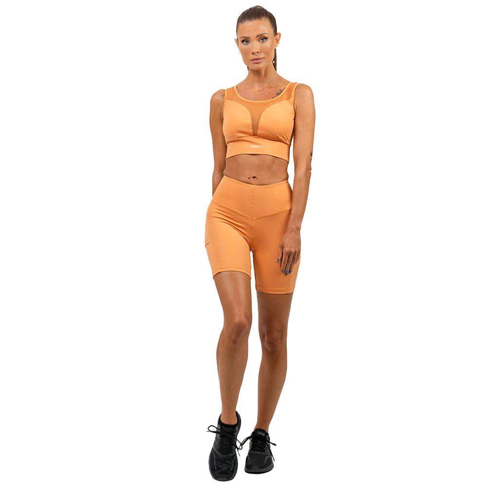 Nebbia Biker Elite Short Leggings High Waist Orange L Frau von Nebbia