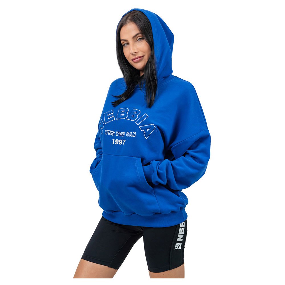 Nebbia Branded Oversized Gym Rat Hoodie Blau L Frau von Nebbia