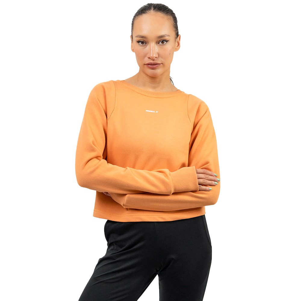 Nebbia Crop Crew Neck Gym Spirit Sweatshirt Orange L Frau von Nebbia