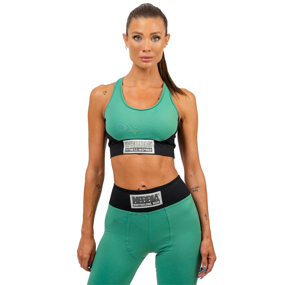 Nebbia Padded Signature Sports Top High Support Grün S Frau von Nebbia