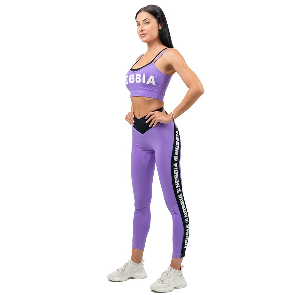 Nebbia Side Stripe Iconic Leggings High Waist Lila XS Frau von Nebbia