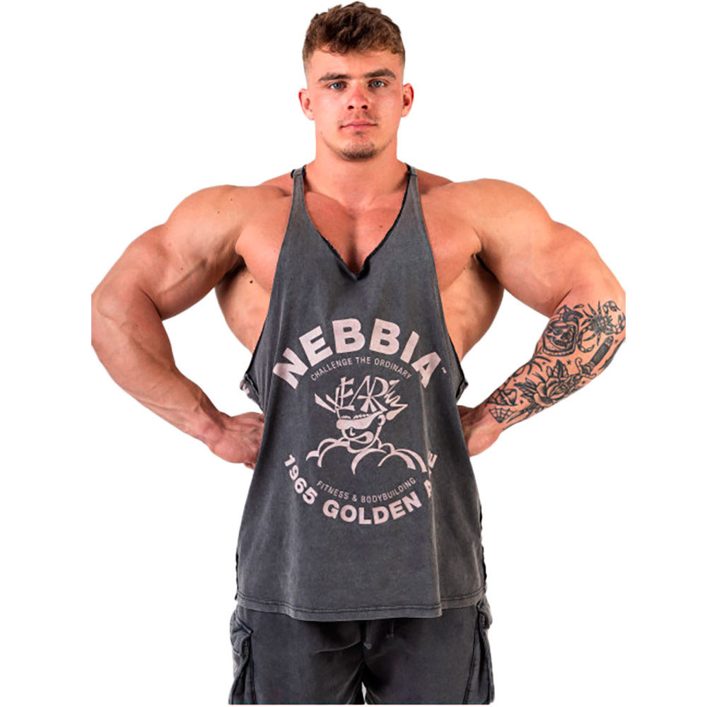Nebbia Washed Muscle Back Stringer Golden Age 791 Sleeveless T-shirt Grau 2XL Mann von Nebbia