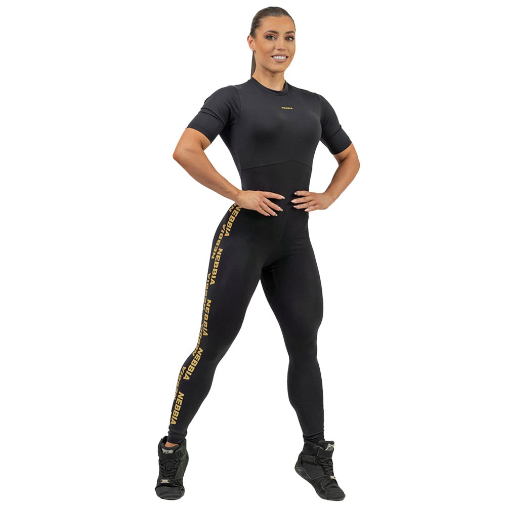 Nebbia Workout Intense Focus Gold Jumpsuit Schwarz S Frau von Nebbia