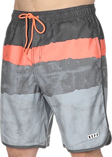 Neff Herren Ripped Stripe Boardshort Badeshorts, Grau Orange, S EU von Neff
