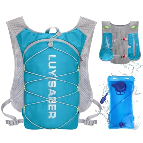 Neloheac Ultraleicht Laufweste mit Trinkflasche 2L, Trinkrucksack Laufen für Damen & Herren, Reflektierende Fahrradrucksack für Wandern Trailrunning Radfahren Joggen, Teal von Neloheac