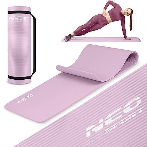 Neosport Flexible Gymnastikmatte - Rutschfeste Sportmatte - Leichte und Strapazierfähige Yogamatte - Wasserdichte Stretching-Matte - Kompakt, mit einer Tragekordel - 60x183x1cm - Rosa, Violett von Neo-Sport