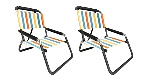 Neso 2 Pack of XL Beach Chairs, Extra Large, Water Resistant with Shoulder Strap and Slip Pocket - Folds Thin (Vintage Stripes) von Neso