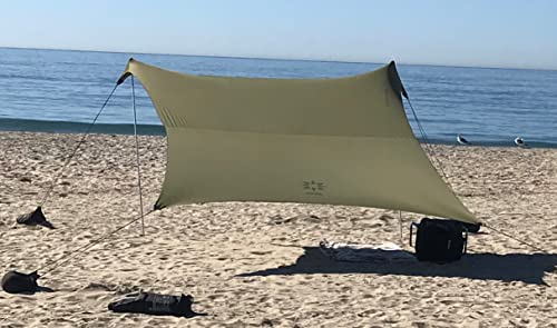 Neso Strandzelt mit Sandanker, tragbarer Sonnenschutz, 2,1 x 2,1 m, patentierte verstärkte Ecken, Militärgrün von Neso