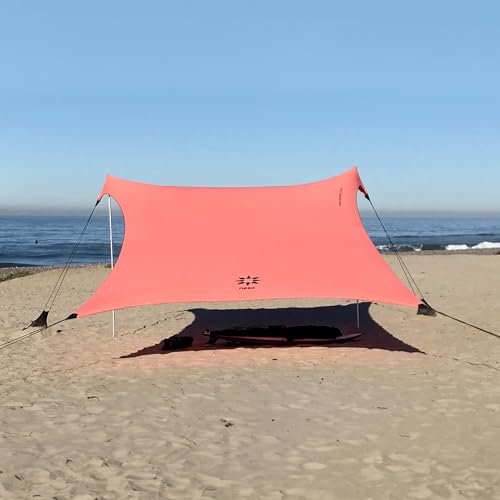 Neso Zelte Gigante Beach Zelt, 2,5 m hoch, 3,3 m (11 ft) x 3,3 m (11 ft), Verstärkte Ecken und Kühlfach(Koralle) von Neso
