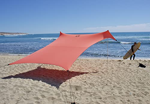 Neso Zelte Grande Beach Zelt, 2,1 m hoch, 2,8 m (9 ft) x 2,8 m (9 ft), Verstärkte Ecken und Kühlfach(Koralle) von Neso