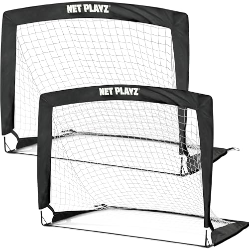 NET PLAYZ - 2er Set faltbar Fussball Tor - 120 x 90 x 90 cm - Fußballtor Pop Up für Garten - Fussballtor klappbar für Kinder und Erwachsene von NET PLAYZ