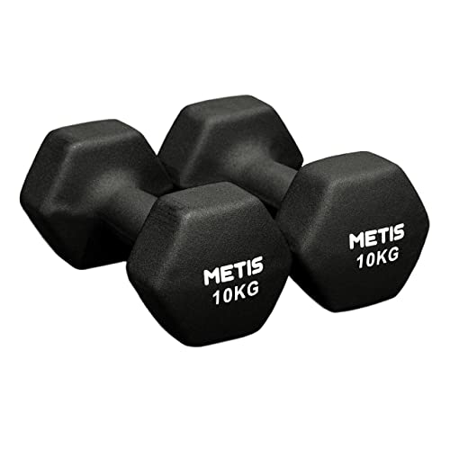 METIS Neopren Hex Hanteln Set - Verschiedene Größe | 0,5kg -16kg | Kurzhanteln zu Hause (10kg) von METIS