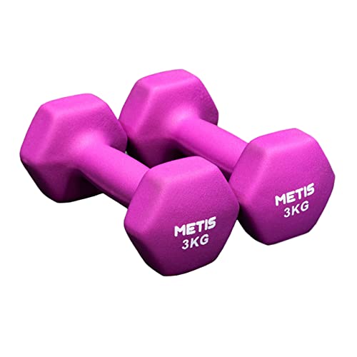 METIS Neopren Hex Hanteln Set - Verschiedene Größe | 0,5kg -16kg | Kurzhanteln zu Hause (3kg) von METIS