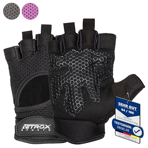 NetroxSports® – Trainingshandschuhe mit Handgelenkstütze für Bodybuilding, Gewichtheben, Krafttraining & Fitness – Fitnesshandschuhe mit Handgelenkschutz für Männer & Frauen (schwarz, XL) von Netrox