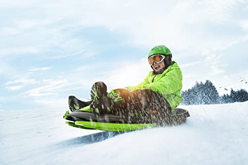 Bob Schlitten mit Lenkrad - Farbe auswählbar - Lenkbob - Mit Zugseil und Bremse - Ideal, um die Rodelbahn voll Speed runter zu Fahren !… (GRÜN) von Netsportique