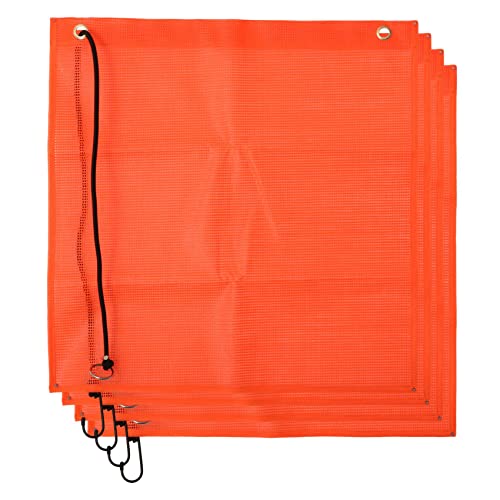Nettoppo 4 StüCke 18X18 Mesh Sicherheits Flaggen Orange Warnen Flagge Bungee Sicherheits Flagge Gute Sichtbarkeit Wetterfeste Flagge mit ÖSen von Nettoppo