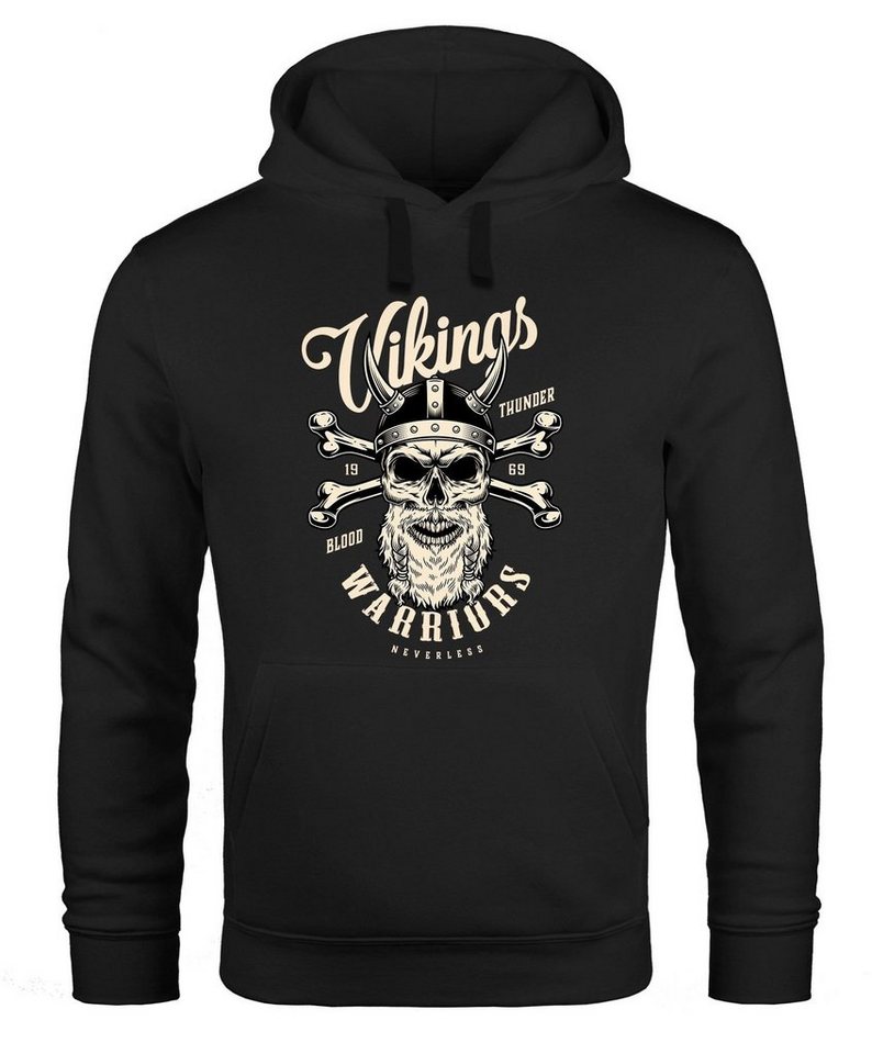 Neverless Hoodie Hoodie Herren Wikinger Vikings Totenkopf Warriors Print Kapuzen-Pullover Männer Neverless® von Neverless