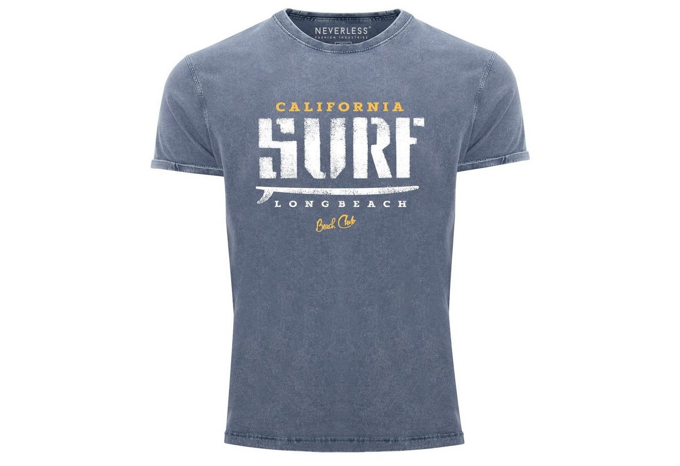 Neverless Print-Shirt »Cooles Angesagtes Herren T-Shirt Vintage Shirt California Surf Aufdruck Used Look Slim Fit Neverless®« mit Print von Neverless
