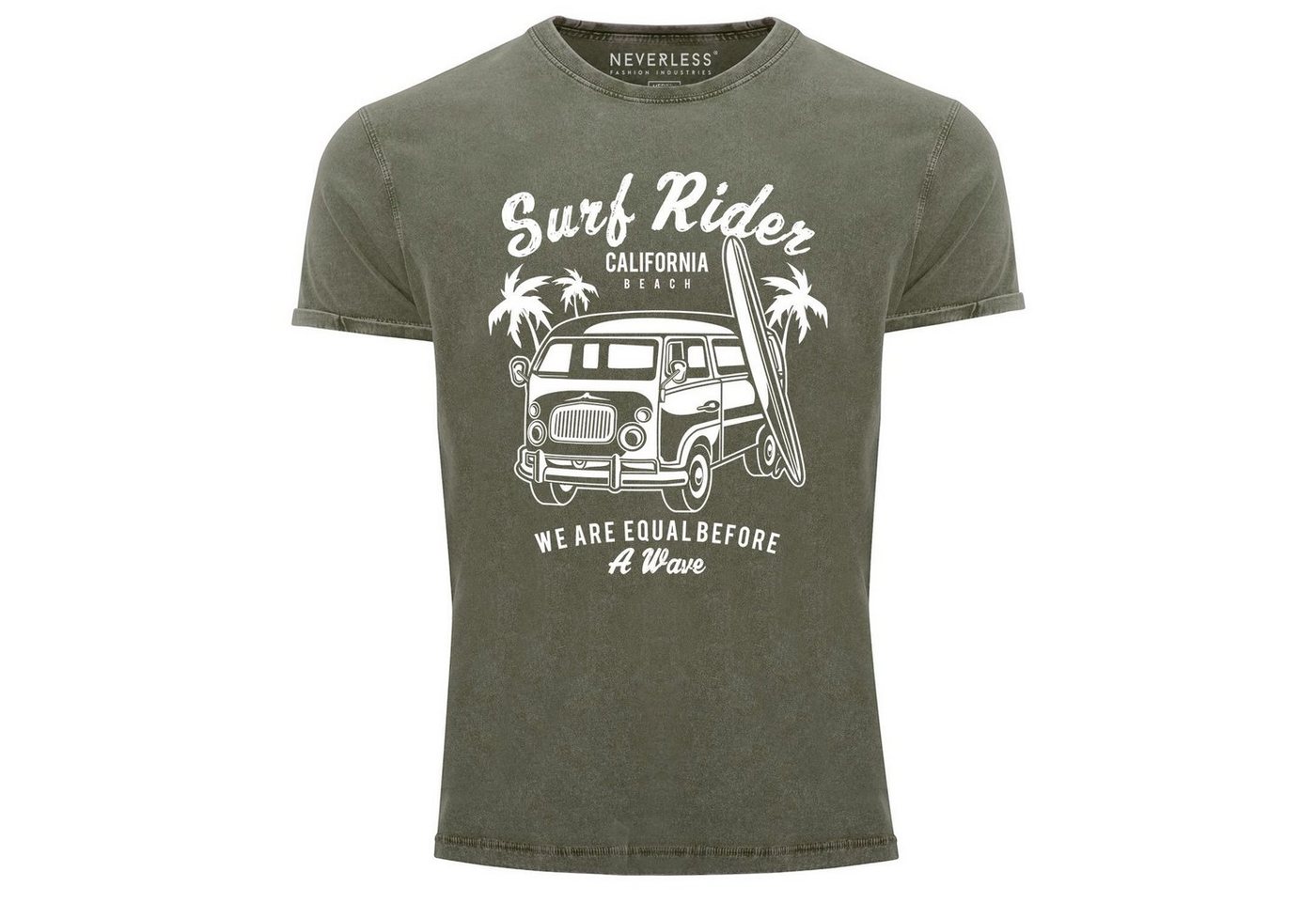 Neverless Print-Shirt »Cooles Angesagtes Herren T-Shirt Vintage Shirt Retro Bus Surfen Aufdruck Used Look Slim Fit Neverless®« mit Print von Neverless